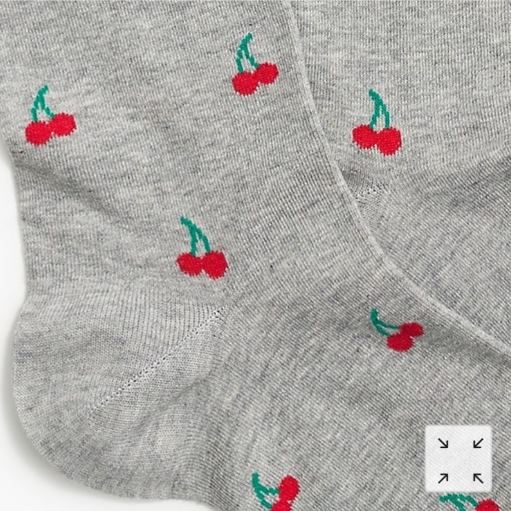 NWT J.Crew Men’s Cherry Critter Trouser Socks AH207 Grey Red Fruit Fun Funky - Picture 4 of 4
